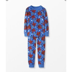 NEW HANNA ANDERSSON 90 3T ORGANIC LONG JOHNS PAJAMA SET Blue SPACE DRAGONS NEW